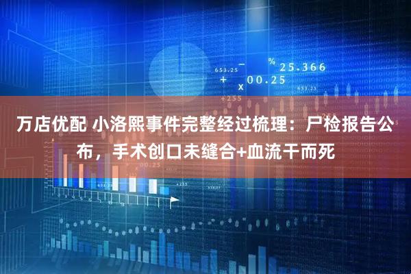 万店优配 小洛熙事件完整经过梳理：尸检报告公布，手术创口未缝合+血流干而死
